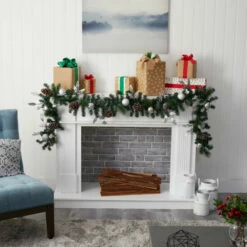 Deals 😍 Nearly Natural 9 Ft. Ornament And Pinecone Artificial 🔔 Christmas Garland With 50 Clear LED Lights 😀 -Nearly Natural Sales unnamed file 559