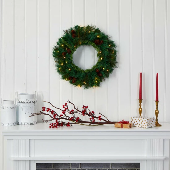Top 10 π Nearly Natural 20" Pine & Pinecone Artificial Wreath W/ 35 Clear LEDs π 4 Top 10 π Nearly Natural 20" Pine & Pinecone Artificial Wreath W/ 35 Clear LEDs π - Image 2