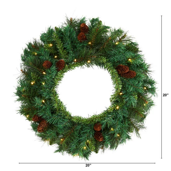 Top 10 π Nearly Natural 20" Pine & Pinecone Artificial Wreath W/ 35 Clear LEDs π 5 Top 10 π Nearly Natural 20" Pine & Pinecone Artificial Wreath W/ 35 Clear LEDs π - Image 3