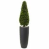 New 🎁 Nearly Natural 50" Boxwood Topiary With Gray Cylindrical Planter ❤️ -Nearly Natural Sales unnamed file 57
