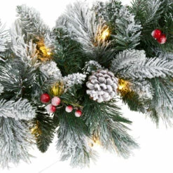 Cheapest ⌛ Nearly Natural 6 Ft. Flocked Mixed Pine Artificial 🎄 Christmas Garland With 50 LED Lights, Pine Cones And Berries 🤩 -Nearly Natural Sales unnamed file 584