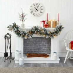 Cheapest ⌛ Nearly Natural 6 Ft. Flocked Mixed Pine Artificial 🎄 Christmas Garland With 50 LED Lights, Pine Cones And Berries 🤩 -Nearly Natural Sales unnamed file 586