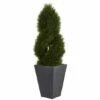 Hot Sale 👍 Nearly Natural 4 Ft. Cypress Double Spiral Topiary In Slate Planter ⌛ -Nearly Natural Sales unnamed file 60