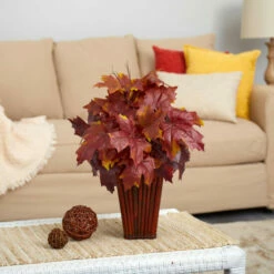 Best reviews of 🥰 Nearly Natural 19 In. Autumn Maple Leaf Artificial Plant In Decorative Planter Brgnd Burgundy 👏 -Nearly Natural Sales unnamed file 618