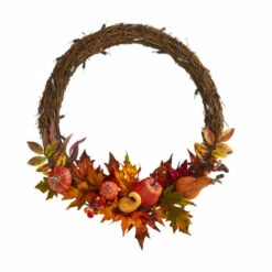 Best reviews of 🎁 Nearly Natural 22 In. Pumpkin And Maple Artificial Autumn Wreath With 50 Warm White LED Lights 🔔 -Nearly Natural Sales unnamed file 631