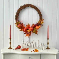 Best reviews of 🎁 Nearly Natural 22 In. Pumpkin And Maple Artificial Autumn Wreath With 50 Warm White LED Lights 🔔 -Nearly Natural Sales unnamed file 632