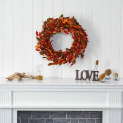 Best deal 🔔 Nearly Natural 20 In. Harvest Leaf And Mini Pumpkin Artificial Wreath 👏 -Nearly Natural Sales unnamed file 640