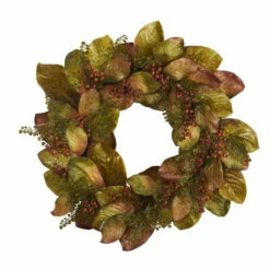 Buy 🥰 Nearly Natural 30 In. Fall Magnolia Leaf And Berries Artificial Wreath 🤩