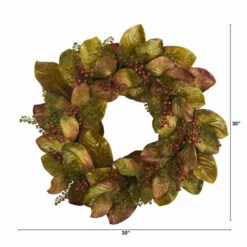 Buy 🥰 Nearly Natural 30 In. Fall Magnolia Leaf And Berries Artificial Wreath 🤩 -Nearly Natural Sales unnamed file 655