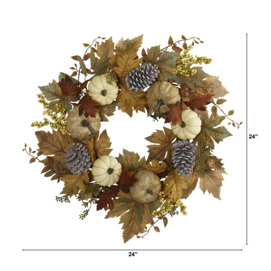 Cheapest π Nearly Natural 24 In. Fall Pumpkins, Pine Cones And Berries Artificial Wreath π 4 Cheapest π Nearly Natural 24 In. Fall Pumpkins, Pine Cones And Berries Artificial Wreath π - Image 2