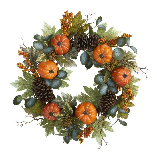 Discount 𧨠Nearly Natural 24 In. Pumpkins, Pine Cones And Berries Fall Artificial Wreath π₯ 3 Discount 𧨠Nearly Natural 24 In. Pumpkins, Pine Cones And Berries Fall Artificial Wreath π₯