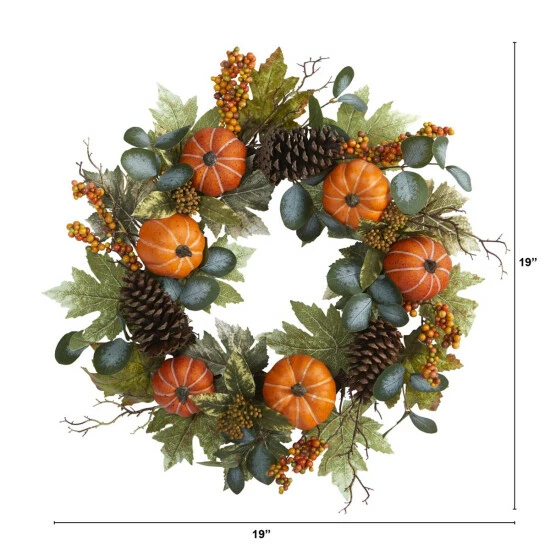 Discount 𧨠Nearly Natural 24 In. Pumpkins, Pine Cones And Berries Fall Artificial Wreath π₯ 5 Discount 𧨠Nearly Natural 24 In. Pumpkins, Pine Cones And Berries Fall Artificial Wreath π₯ - Image 3