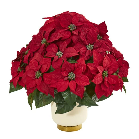 Cheapest ⌛ Nearly Natural Poinsettia Artificial Arrangement In White Bowl ⌛ 3 Cheapest ⌛ Nearly Natural Poinsettia Artificial Arrangement In White Bowl ⌛