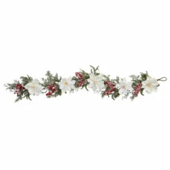 Cheap 🌟 Nearly Natural 60" Frosted Magnolia And Berry Artificial Garland ⭐