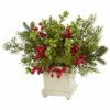 New 🌟 Nearly Natural Holiday Berry & Pine Artificial Arrangement 😉 -Nearly Natural Sales unnamed file 686