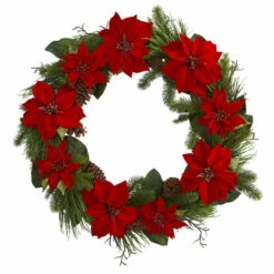 Best reviews of ⭐ Nearly Natural 36" Poinsettia & Pine Wreath 🔔