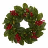 Promo 😀 Nearly Natural 24" Magnolia Leaf, Berry & Pine Artificial Wreath ❤️ -Nearly Natural Sales unnamed file 695