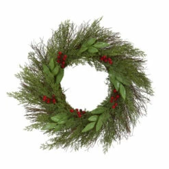 Discount 🎉 Nearly Natural 20" Cedar & Ruscus With Berries Artificial Wreath 👍