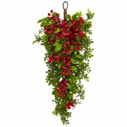 Wholesale 👏 Nearly Natural 26" Berry Boxwood Teardrop Arrangement ⌛