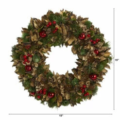 Brand new ✨ Nearly Natural 15" Holiday Artificial Wreath W/Pinecones And Ornaments 😀 -Nearly Natural Sales unnamed file 715