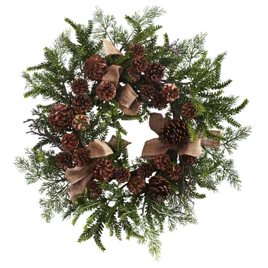 Wholesale β¨ Nearly Natural 24" Pine & Pine Cone Wreath With Burlap Bows π 3 Wholesale β¨ Nearly Natural 24" Pine & Pine Cone Wreath With Burlap Bows π