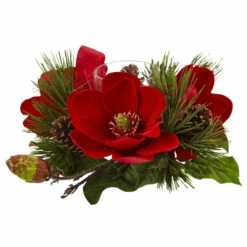 Cheapest ⭐ Nearly Natural Red Magnolia & Pine Candelabrum ✨