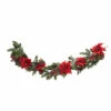 New 🥰 Nearly Natural 60" Poinsettia & Berry Garland ✨