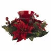 Best Pirce 🎁 Nearly Natural Poinsettia & Berry Candelabrum 👏