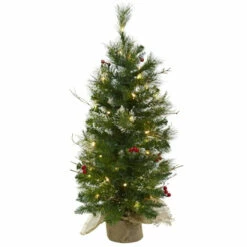 Top 10 👍 Nearly Natural 3-Ft. 🎄 Christmas Tree With Berries, Bag & Clear Lights 🧨