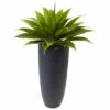 Best deal 😀 Nearly Natural 38" Agave In Gray Cylinder Planter 🧨