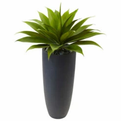 Best deal 😀 Nearly Natural 38" Agave In Gray Cylinder Planter 🧨