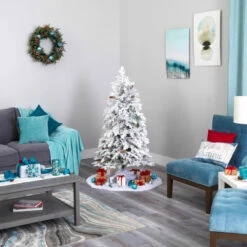 New 🔥 Nearly Natural 5 Ft. Flocked Montana Down Swept Spruce 🎄 Christmas Tree ⭐ -Nearly Natural Sales unnamed file 77