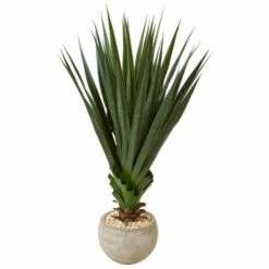 Buy ✨ Nearly Natural 4.5" Spiked Agave In Sand Colored Bowl Indoor/Outdoor 🧨