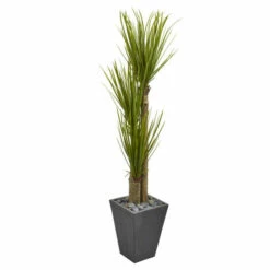 Top 10 🔥 Nearly Natural 5.5' Triple Stalk Yucca Artificial Plant, Slate Planter ✨