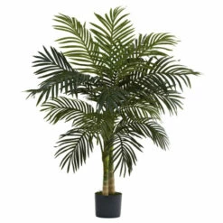 Discount 🔥 Nearly Natural 4 Ft. 2-Trunk Golden Cane Palm Tree ⌛