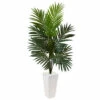 Deals 😍 Nearly Natural 4.5 Ft. Kentia Palm Tree In White Tower Planter 😀