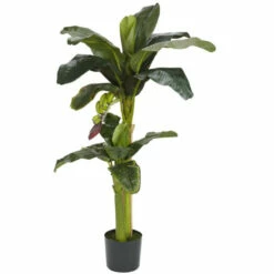 Hot Sale ⭐ Nearly Natural 5 Ft. + 3 Ft. 2-Trunk Banana Tree With Bananas 👏