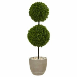 Discount ⭐ Nearly Natural 4 Ft. Boxwood Double Ball Topiary Tree In Oval Planter 😉