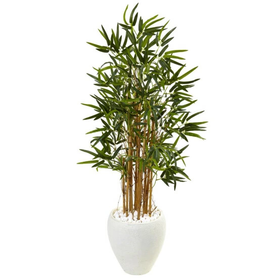Discount π₯° Nearly Natural 4 Ft. Bamboo Tree In White Oval Planter π― 3 Discount π₯° Nearly Natural 4 Ft. Bamboo Tree In White Oval Planter π―