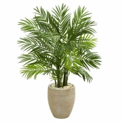 Coupon ❤️ Nearly Natural 4 Ft. Areca Palm Tree In Sand Colored Planter 😉