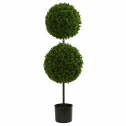 Flash Sale 😉 Nearly Natural 3.5 Ft. UV Resistant Boxwood Double Ball Topiary 💯
