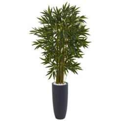Buy 🔥 Nearly Natural 6.5 Ft. Bamboo Tree In Gray Cylinder Planter 🥰