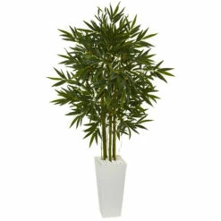 Discount 😍 Nearly Natural 6 Ft. Bamboo Tree In White Tower Planter 👏