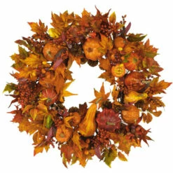 Best Pirce 🎉 Nearly Natural 28" Pumpkin Wreath 👍