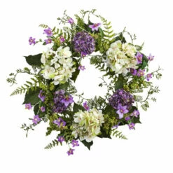 Hot Sale 👏 Nearly Natural 24" Hydrangea Berry Wreath 👏