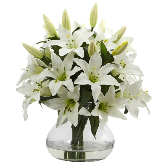 Brand new π Nearly Natural Large Lily Arrangement With Vase π 3 Brand new π Nearly Natural Large Lily Arrangement With Vase π
