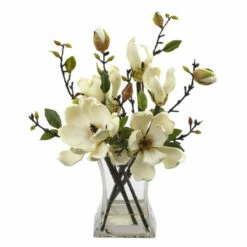 Brand new π Nearly Natural Silk Magnolia Arrangement White π