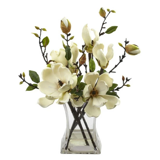 Brand new π Nearly Natural Silk Magnolia Arrangement White π 3 Brand new π Nearly Natural Silk Magnolia Arrangement White π