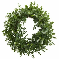 Best reviews of 🥰 Nearly Natural 18" Eucalyptus Double Ring Wreath With Twig Base 🧨